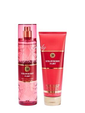 NEW Bath & Body Works STRAWBERRY FLIRT Mist & Body Cream Set Collection Bundle